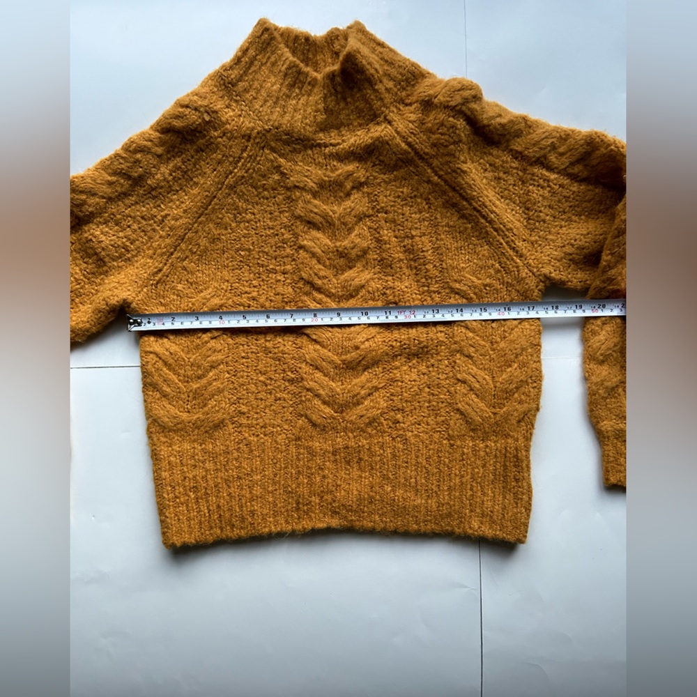 Aritzia Sunday Best Melly Sweater mustard yellow xs cropped mock neck - Picture 11 of 12